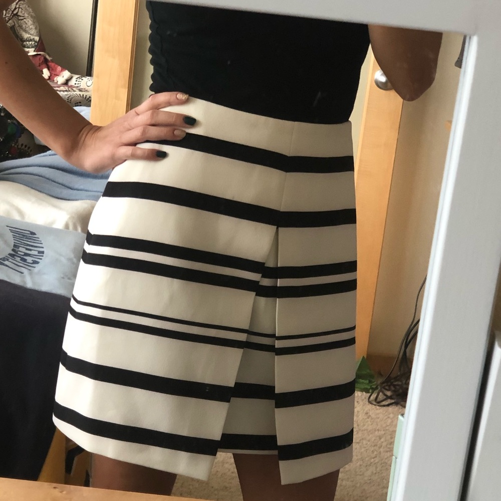Black & White Stripe Skirt Business Skirt